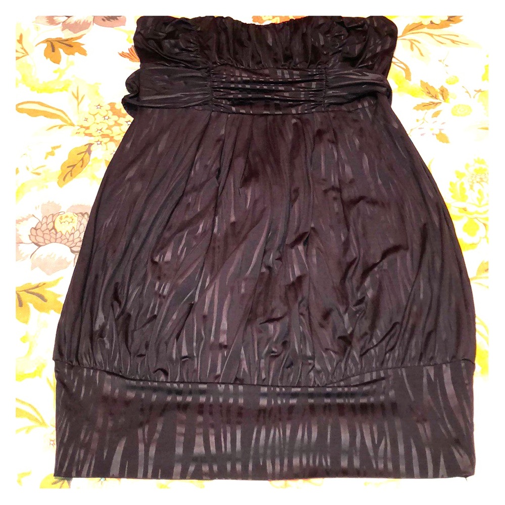 Black Zebra Stripe Strapless Bubble Dress